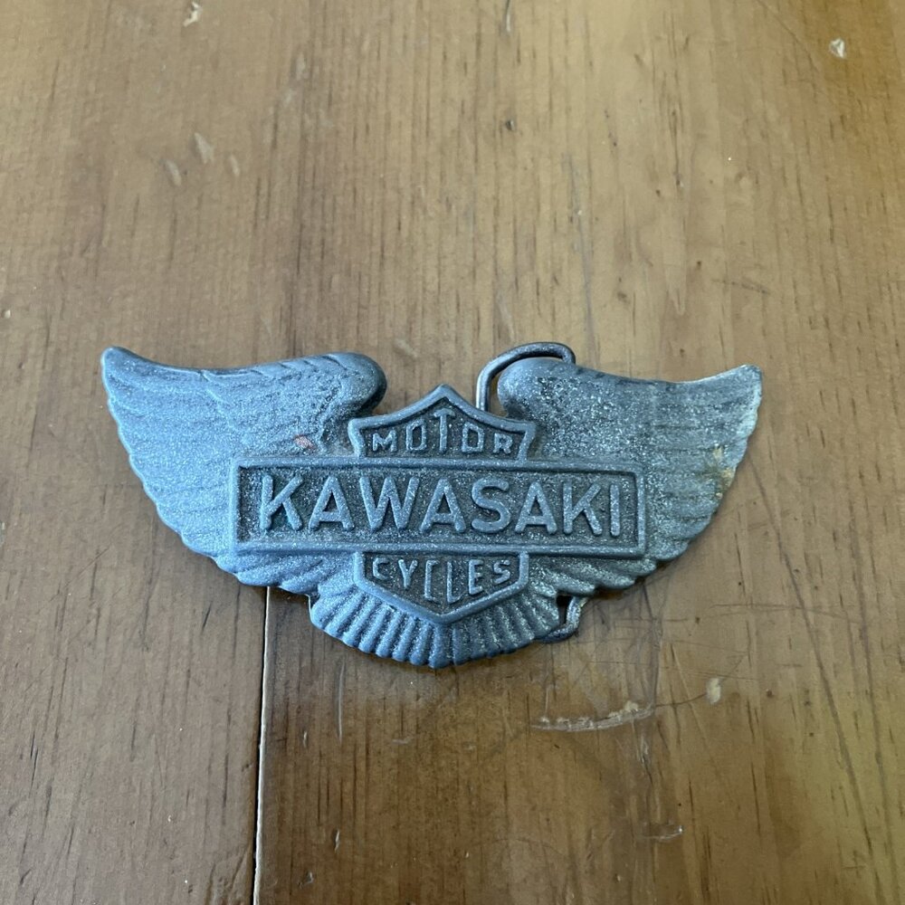 Kawasaki Motorcycles Wings Vintage Belt Buckle 686 Nickle Alloy